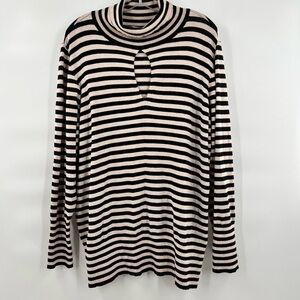 Lane Bryant striped turtleneck long sleeve sweater peekaboo 22/24